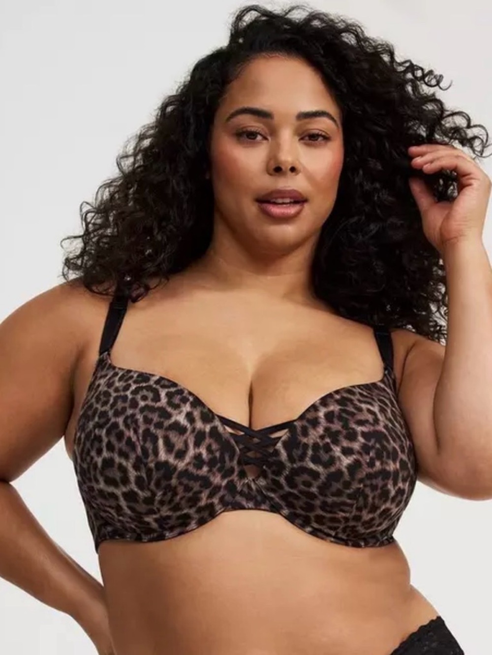 Torrid XO PLUNGE PUSH UP PRINT 360 BACK SMOOTHING BRA 40D Leopard